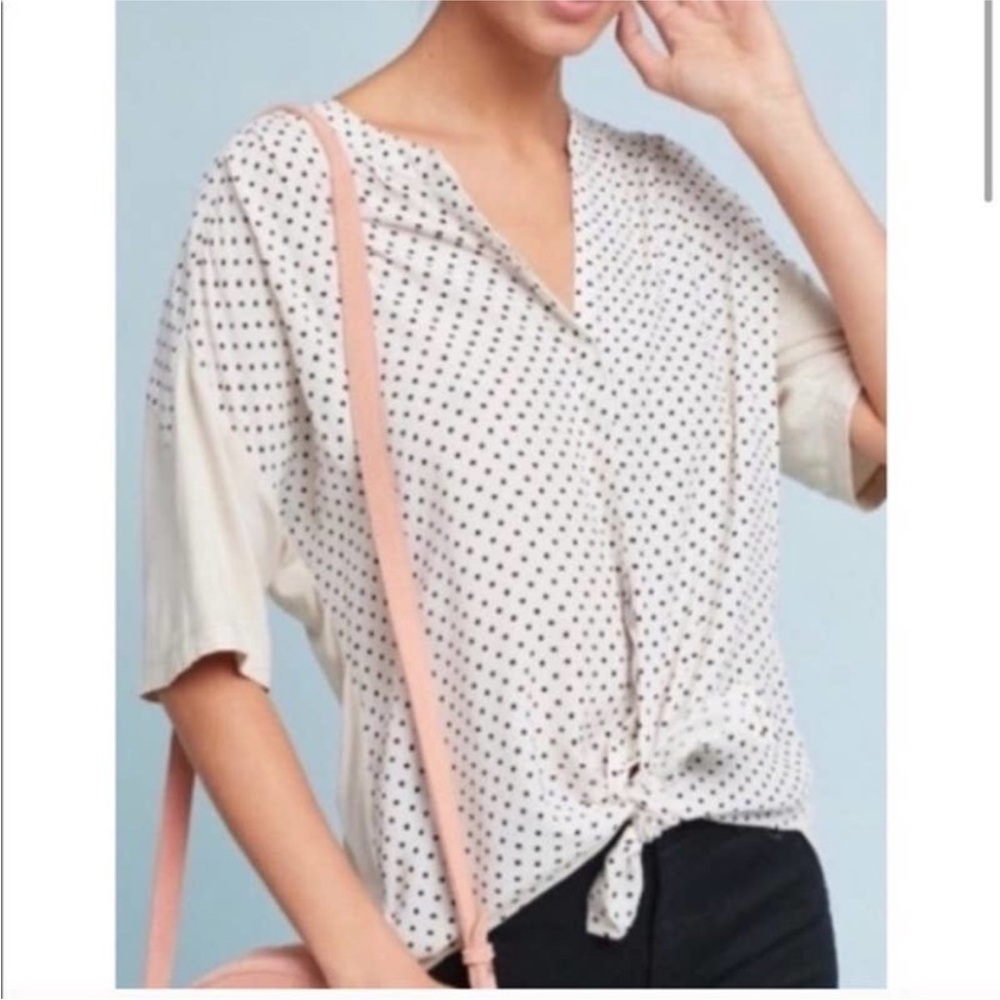 Anthropologie Porridge Clothing Ivory Polka Dot Blouse